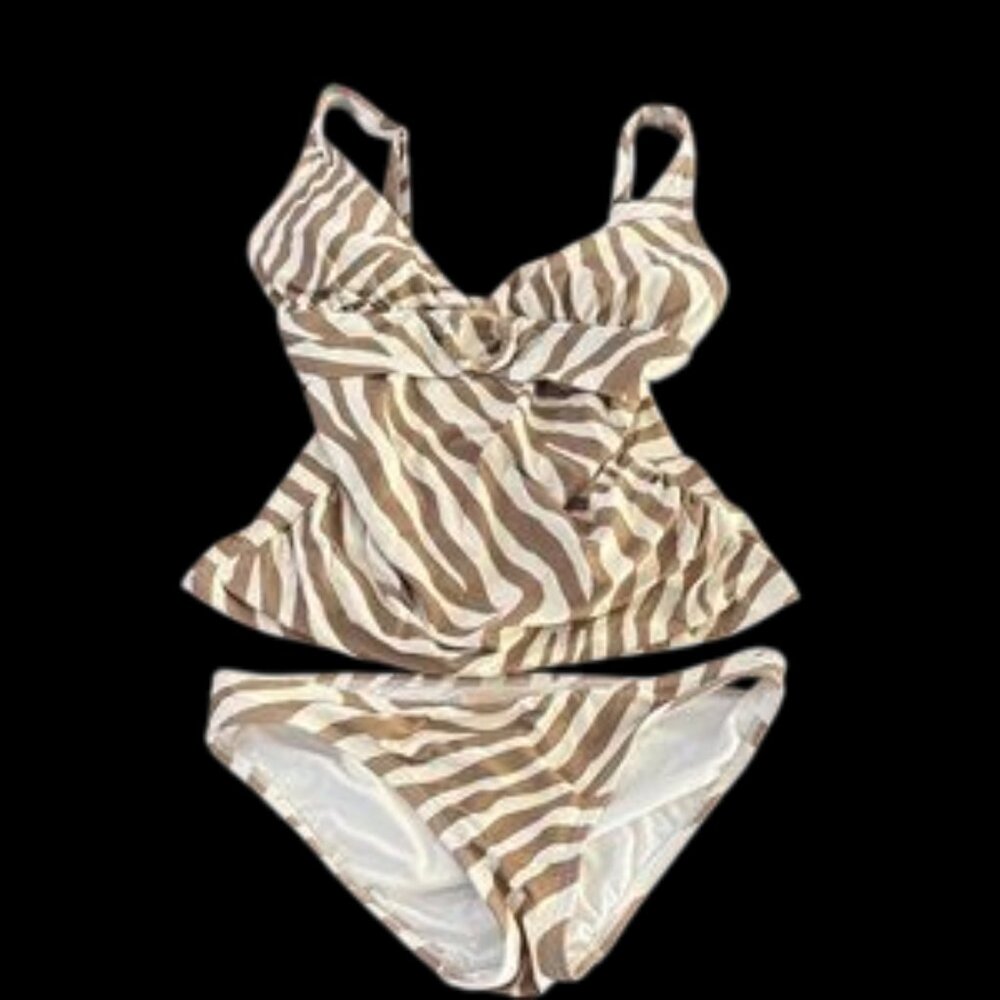 MICHAEL Michael Kors Brown and White Zebra Print Swimsuit